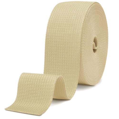 CooBigo 60 Yards Nylon Webbing 3/8" 3/4" 1" 1-1/2" Webbing 12 Rolls Webbing Strap for Bags Handles Making, DIY Crafting, Repairing,12 Colors - color: DesertTan, size: 2"- 12 Yards