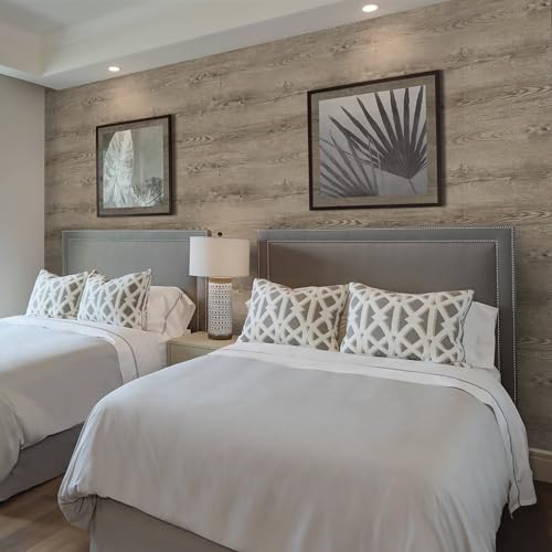 GloryTik 393.7"X17.7" Grey Brown Wood Grain Contact Paper Faux Wood Peel and Stick Wallpaper Wood Removable Self Adhesive Waterproof Wallpaper - color: Grey Brown, size: 17.7" x 393.7"