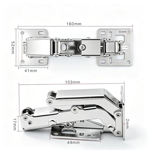 WANLIAN 170 Degree Soft Close Frameless Cabinet Door Hinges, 2 Pairs
