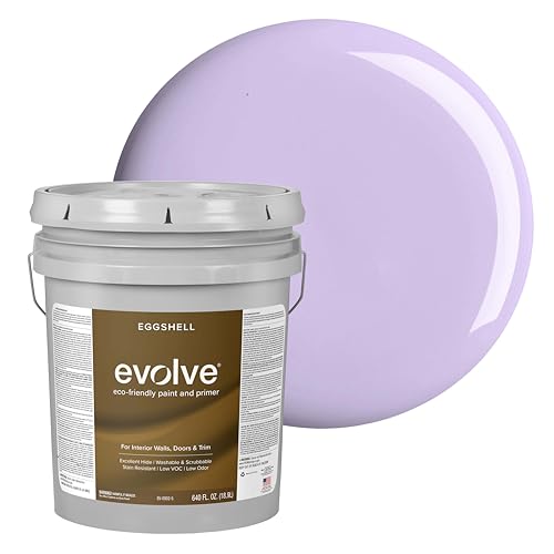 EVOLVE Paint & Primer: Environment-friendly, Low Sheen with One-coat Coverage for Interior & Exterior surfaces (Soft Violet, 5-Gallon) - color: Soft Violet, size: 640 Fl Oz (Pack of 1)