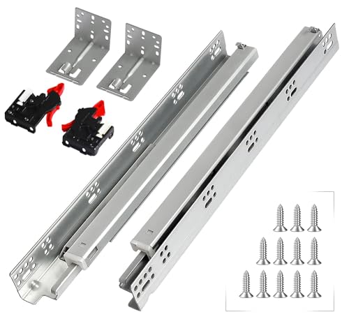 Undermount Soft Close Drawer Slides Bottom Mounted Full Extension 9 12 15 18 21 24 Inch Ball Bearing Runners Rails 77 Lb Load 1 Pair (1 Pair, 15 Inch) - size: 15 Inch