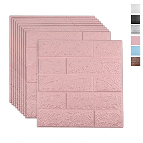 3D Wall Panels Peel and Stick, 14.5 Sq Ft Coverage, Faux Brick Pink - color: Pink, size: 14.5 Sq Ft Coverage