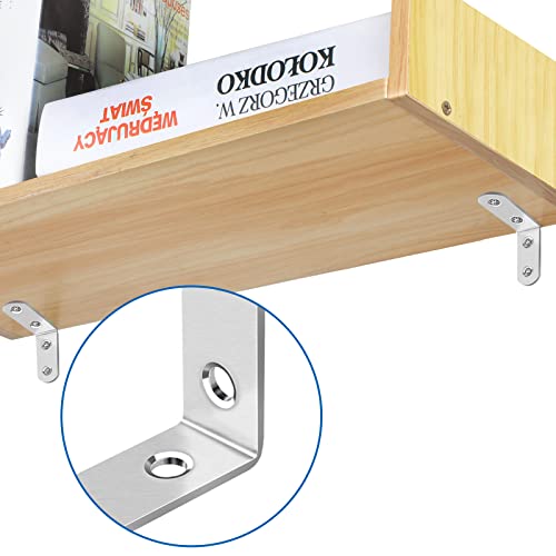 16 Pcs L Bracket Stainless Steel Corner Brace Sets, 90 Degree Right Angle Brackets with 64 Pcs Screws, L Bracket Firmware for Wooden Shelves, Chairs, Tables, Dressers, Furniture (Silver) - size: 16PCS | 40×40MM, style: Silver