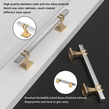25 Pack 5 Inch Brushed Nickel and Gold Cabinet Pulls - color: Brushed Nickel & Matte Gold, size: 5 inch (128mm) Hole Center Pull