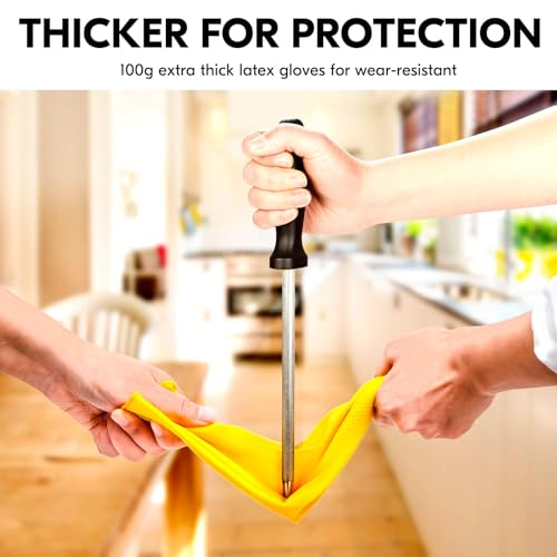 Vgo... Latex Reusable Household Gloves,Cleaning Gloves,Long Cuff (HH4601,M) - color: Yellow, size: Medium