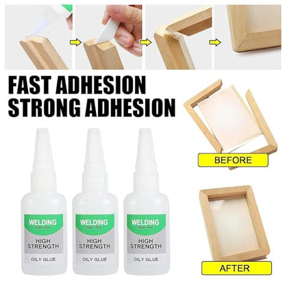 Wood Glue, 3Pcs Welding High-Strength Oily Glue, Jue Fish Glue, Universal Super Glue for Wood Working, Metal, Ceramics, Leather, Glass, Shoes, Instant Bonding, Strong Adhesion, Repairs Last Long Time