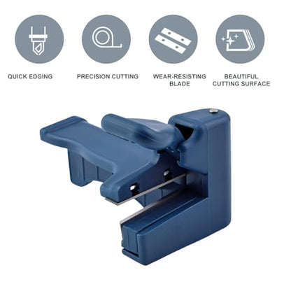 Handle Edge Banding Trimmer, Blue Manual Cutting Tool, Fits 0.5mm Thick 2.1 Inches Wide, Trimming Woodworking Cutter Set for Wood Furniture Veneer Plastic PVC Sheets Cabinet Panel Finishing