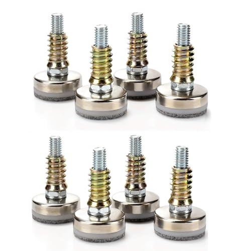 Leveling Feet 8PK with 3/8"-16 Thread Inserts and Felt Pads - size: D35mm Silver