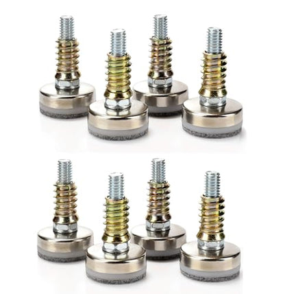 Leveling Feet 8PK with 3/8"-16 Thread Inserts and Felt Pads - size: D35mm Silver