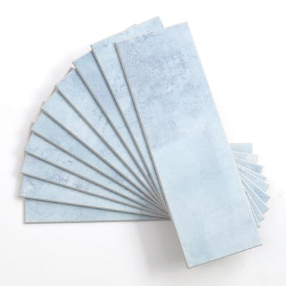 Tilingview 30 PCS Peel and Stick Backsplash Tile for Kitchen/Bathroom/Living Room, 3"x 9" Self-Adhesive Subway Tile for Backsplash, Imitation Glazed Tiles/Handmade Tiles (Matte Pastel Blue) - color: Matte Pastel Blue