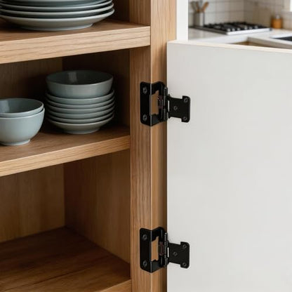 KNOBWELL 1/2" Overlay Black Cabinet Hinges for Cabinet Doors Kitchen 5 Pair - color: Matte Black