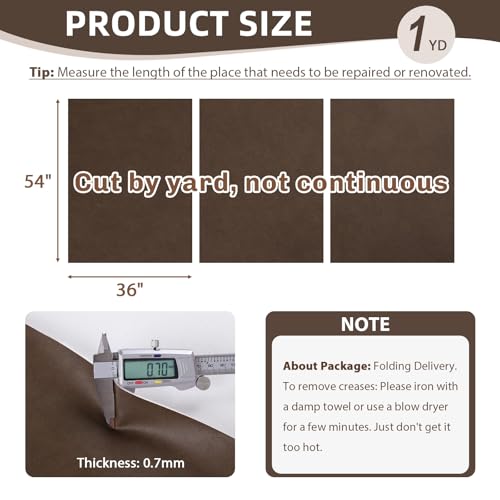 54" Marine Vinyl Upholstery Faux Leather Fabric by The Yard Waterproof - color: Coffee, size: Pre-cut 1 Yard 54"x36"