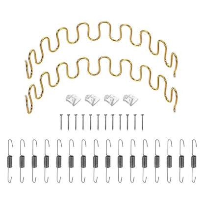uxcell 2Pcs 15.7" Upholstery Spring Replacement Kit, Carbon Steel Sagging Cushions Repair Kit Arch Spring with Balance Hooks, S Spring Clips, Screws for Sofa Recliner Chair, Gold - color: Gold, size: 15.7"