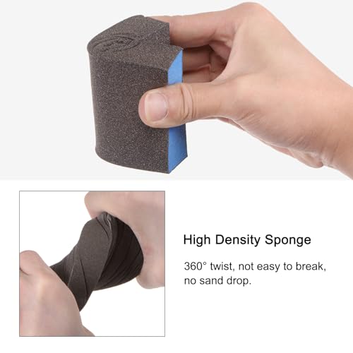 HARFINGTON 8pcs Sanding Sponge Blocks #120 (400 Grits) Wet/Dry Hand Sanding Sponges, 100x70x25mm Foam Sanding Block Pad for Polishing Kitchen Metal Wood Drywall Furniture, Brown&Blue - color: Brown, Blue, size: 400 Grits