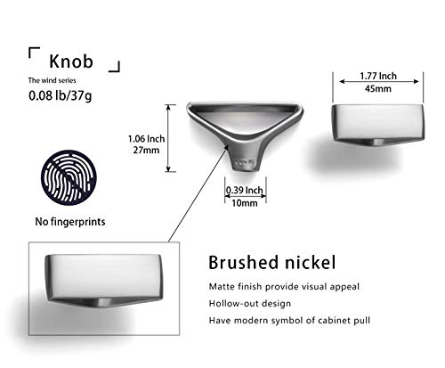 Goo-Ki 6 Pack Brushed Nickel Elegant Matte Modern Triangular Cabinet Knobs with Open Center Design Satin Zinc Alloy Drawer Hardware - color: Brushed Nickel