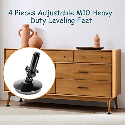 M10 Swivel Leveling Feet with 2" Thread Length - Black, 4 Set - color: Black, size: M10 x 50mm