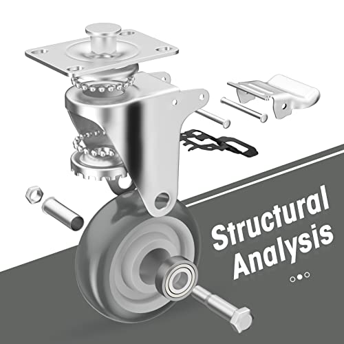 3" Swivel Plate Casters with Brake - Set of 4 - color: Grey, size: 3 inch