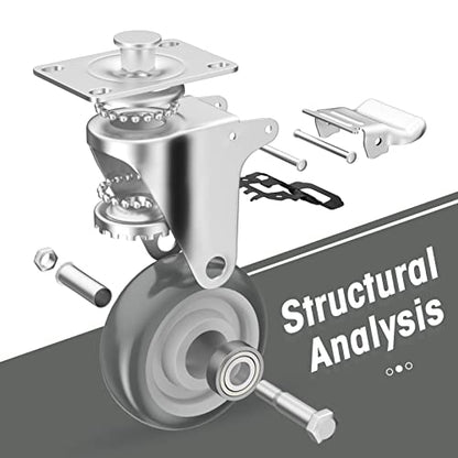 3" Swivel Plate Casters with Brake - Set of 4 - color: Grey, size: 3 inch