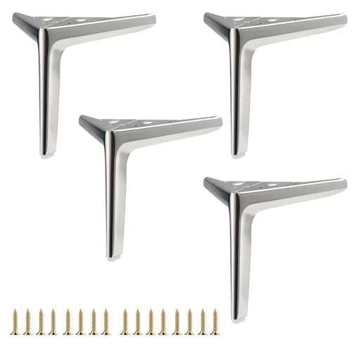 6 inch/15cm Shiny Silver Metal Furniture Legs Set of 4 - color: Shiny Chrome, size: 6 inch
