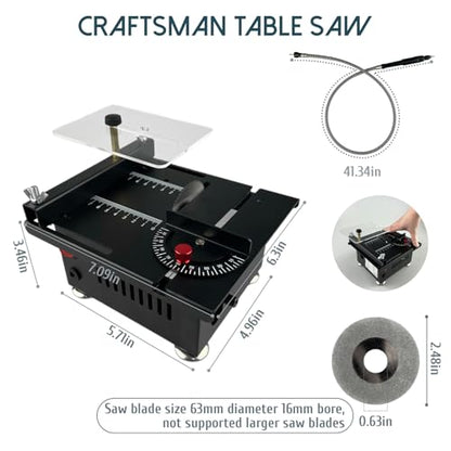 Mini Table Saw for Crafts,Small Table Saw,Multi-Functional Desk Saws,7 Speed Control,Miniature Saws-Adjustable Blade Height,Cutting, Grinding and Polishing All In One(Simplicity)