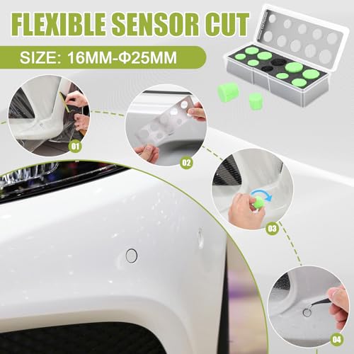 Car Sensor Film Hole Cutter 16-25mm Plastic Parking Sensor Circle Cutting Template with Tweezers, Precise Car Wrap Tools, Wrap Film Tool Kit, Edge Wrap Cutting Template Tool (Green) - color: Green
