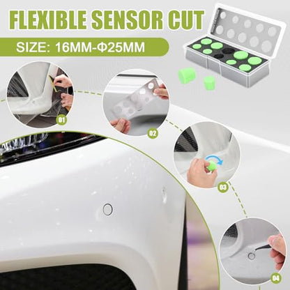 Car Sensor Film Hole Cutter 16-25mm Plastic Parking Sensor Circle Cutting Template with Tweezers, Precise Car Wrap Tools, Wrap Film Tool Kit, Edge Wrap Cutting Template Tool (Green) - color: Green