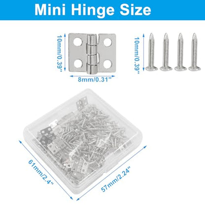 Biaungdo Mini Brass Hinges, 10x8mm, White, 60 Pcs - color: White, size: 10x8mm,60Pcs
