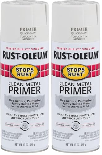 Rust-Oleum 7780830 Stops Rust Spray Paint, 12 Ounce, Flat White Clean Metal Primer, 12 Fl Oz (Pack of 2) - size: 12 Ounce (Pack of 2)