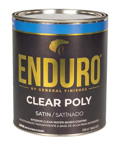 General Finishes Enduro Water Based Clear Poly, 1 Quart, Satin - color: Satin, size: 1 Quart