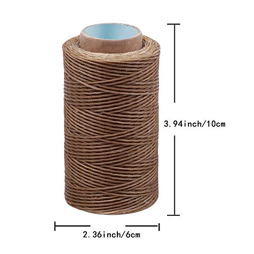 284Yards Leather Sewing Waxed Thread, 0.8mm Waxed Thread for Bookbinding - color: Khaki