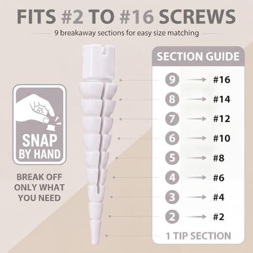 Bokon 30Pcs Stripped Screw Hole Repair Kit, #2-#16 White Wood Screw Anchors - color: White