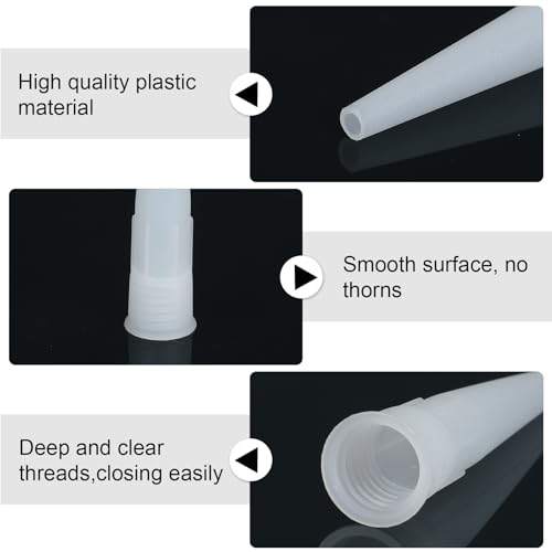 40 Pcs Plastic Caulking Gun Nozzle Tips for Sausage Caulking Gun, Caulk Applicator Tips Extension Nozzle Tool for Caulk Tubes, White