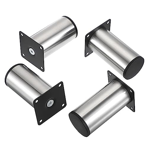 OwnMy 4PCS 4 Inch Stainless Steel Furniture Legs Feet Metal Chair Table Leg - color: Silver, size: 4 Inch