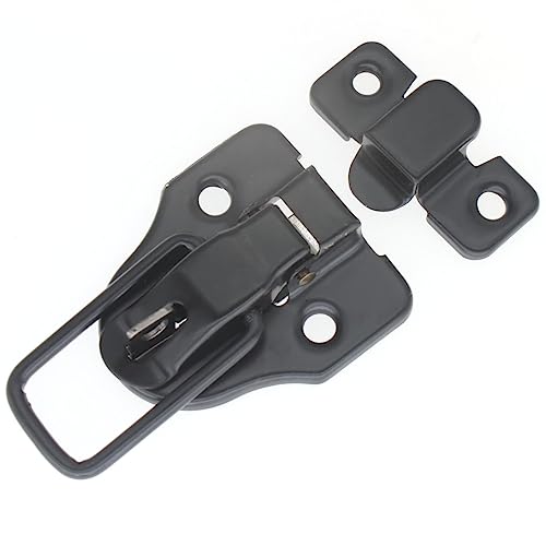 Retro Style Duckbilled Toggle Hasp Latch 2 pcs Antique Toggle Hasp Latch with Padlock Hole for Jewelry Box Cabinet Toolbox Suitcase,with Mounting Screws (Black) - color: Black