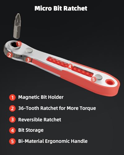 ROTATION 16pc Bit Set with 1/4 Mini Ratchet Offset Right Angle Screwdriver - style: 16pc
