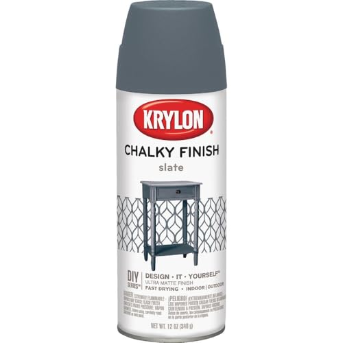 Krylon K04103000 Chalky Finish Spray Paint, Slate, 12 Ounce - color: Slate, size: 12 Ounce (Pack of 1)