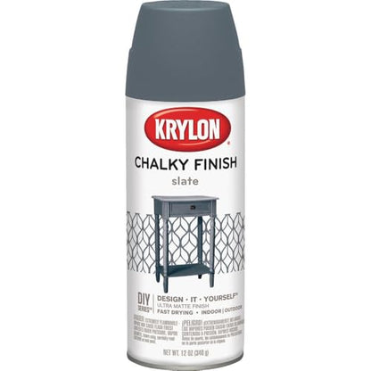 Krylon K04103000 Chalky Finish Spray Paint, Slate, 12 Ounce - color: Slate, size: 12 Ounce (Pack of 1)