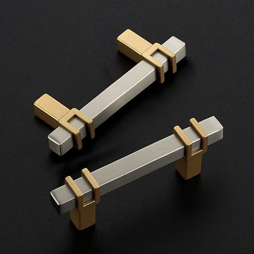 HOME EDIT 25 Pack 2-1/2 inch Cabinet Handles, Kitchen Cabinet Handles Brushed Nickel and Gold Drawer Pulls Zinc Alloy Square Bar Kitchen Pulls - color: Brushed Nickel and Gold, size: 2-1/2 Inch Hole Center