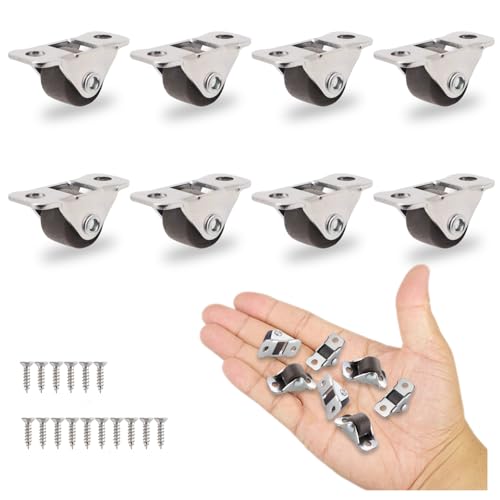 1/2 Inch Mini Rigid Caster Wheels, Micro Low-Profile,8‑Pack,17.5 lbs/Caster - size: SINGLE WHEEL-8pcs