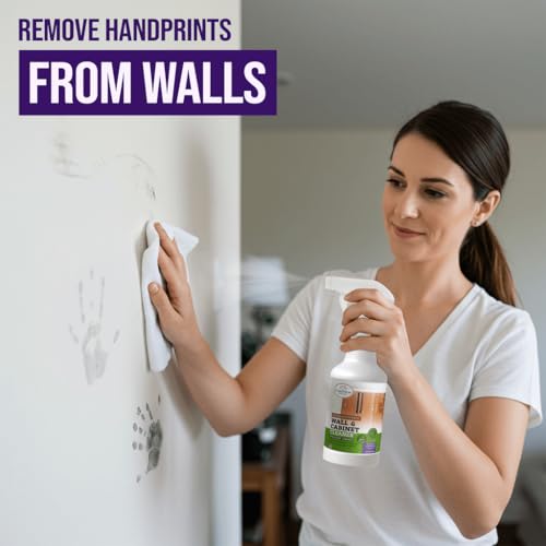 Natural Wall Cleaner Spray for Painted Walls,Ceiling,Cabinets,Baseboard,Wood,Stainless-Lavender Scented, Streak Free Stain Remover Spray for Dirt,Dust,Odor,Oils,Grease-Multipurpose & Deodorizing 24 Oz