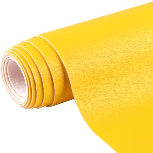 Ramya 16x54 Inch Smooth Faux Leather Sheet,Used for Different DIY Process Projects, Leather Earrings,Upholstery, Leather Roll in Multiple Colors (Yellow) - color: Yellow