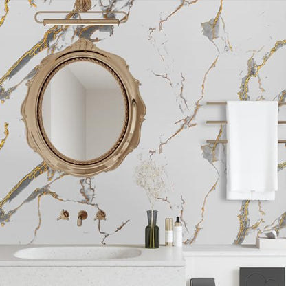 23.6"x118" White and Gold Marble Contact Paper Peel and Stick Modern Marble Wallpaper Vinyl Wrap for Kitchen Bathroom Waterproof Removable Marble Contact Paper for Countertops Table - size: 23.6" x 118"