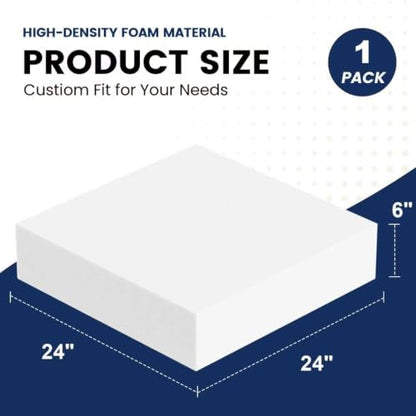 6" X 24" x 24" High Density Upholstery Foam Couch Cushion Replacement - size: 6" x 24" x 24" (1 Pack)