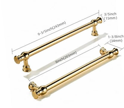 khtumeware Handmade 100% Solid Real Brass Unlacquered Brass Cabinet Pulls - size: 8 Inch Hole Center