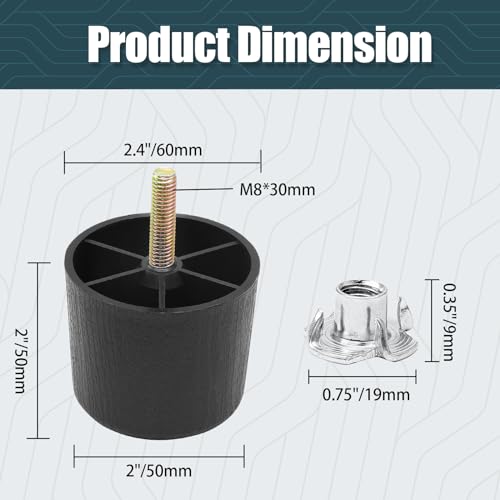 Luomorgo 2 Inch Plastic Table Legs, Black Couch Leg, 4 Pcs - color: Round Tapered, size: 2 Inch