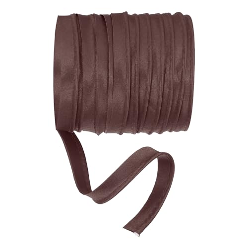 YELARXI Maxi Piping Bias Tape, 5 Yards Piping Trim with Cord Satin Binding Lip Cord Trim Fit for Sewing Garment Webbing Trimming Crafts Decorating - (Brown) - color: Brown