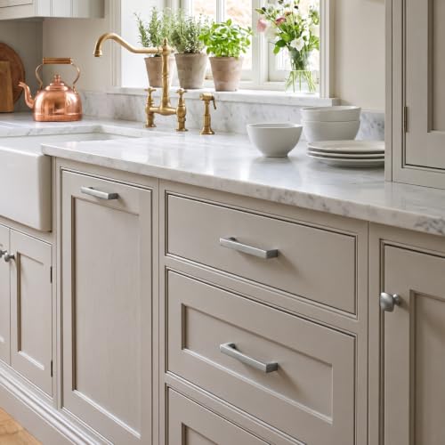 khtumeware 5 Pack Solid Handles 12-Inch(305mm) Brushed Nickel Cabinet Pulls,Heavy Duty for Kitchen Cabinets, Cupboards, Drawers and Bathroom Hardware - color: Brushed Nickel, size: 12"(305mm) Hole Center, style: 5-Pack