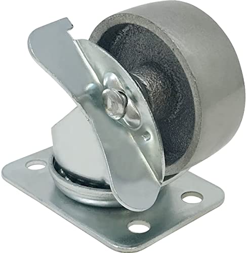 2" Steel Plate Caster Wheels, Set of 4, with Brake - size: 2" With Brake
