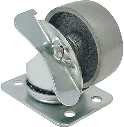 2" Steel Plate Caster Wheels, Set of 4, with Brake - size: 2" With Brake