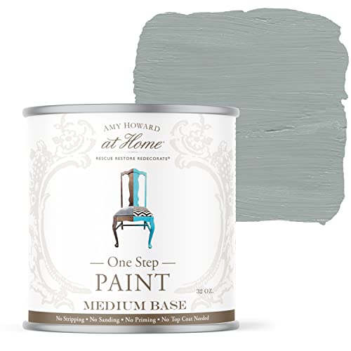 AMY HOWARD AT HOME Chalk-Based One Step Paint for Furniture, Cabinetry, Decor, Finish, and More | No Stripping, Sanding, or Priming | Medium Base | 16 Ounce | Cartouche Green - color: Cartouche Green, size: 16 Fl Oz (Pack of 1)